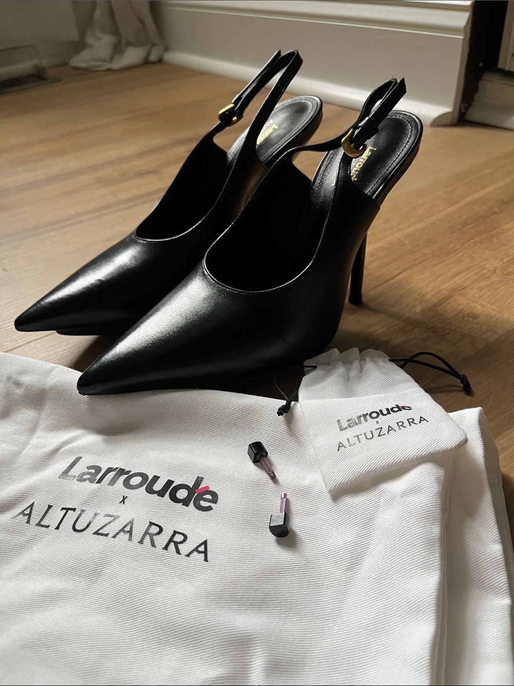 Larroude x Altuzarra Leather Slingback Pumps